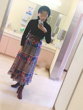 「大学生コーデ」｜「アイテム（ハンチング/ベレー帽）」を使った、Kashiiさん（レディース・162cm）の冬コーディネート