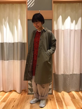 「サマンサモスモス」｜「アイテム（ステンカラーコート）」を使った、ラチさん（レディース・158cm）の冬コーディネート