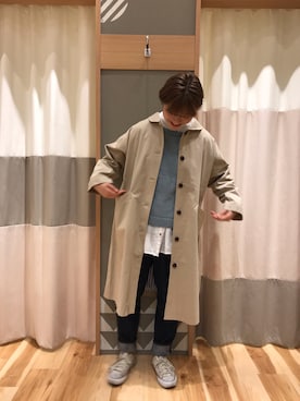 「サマンサモスモス」｜「アイテム（ステンカラーコート）」を使った、ラチさん（レディース・158cm）の春コーディネート