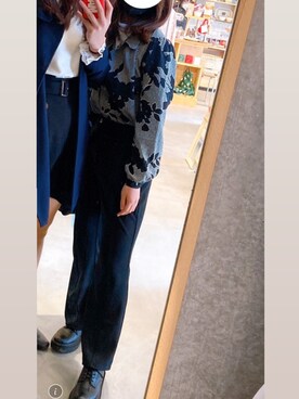 「GU（ジーユー）のアイテム（パンツ、ブラック系）」を使った、sayakafukunagaさん（レディース・161cm）の冬コーディネート
