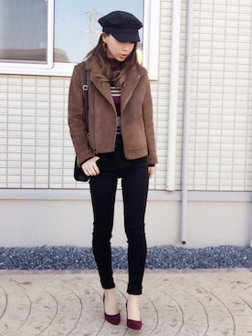 「JELLY BEANS」｜「アイテム（帽子）」を使った、MIKUさん（レディース・158cm）の冬コーディネート