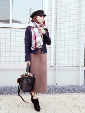 「JELLY BEANS」｜「アイテム（帽子）」を使った、MIKUさん（レディース・158cm）の冬コーディネート