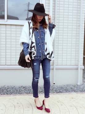 「JELLY BEANS」｜「アイテム（帽子）」を使った、MIKUさん（レディース・158cm）の冬コーディネート