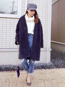 「one after another NICE CLAUP（ワンアフターアナザーナイスクラップ）のアイテム（キャスケット）」を使った、MIKUさん（レディース・158cm）の冬コーディネート