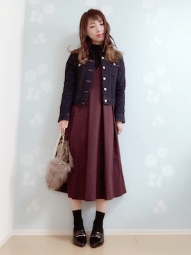 「JELLY BEANS」｜「アイテム（ジャンパースカート）」を使った、MIKUさん（レディース・158cm）の冬コーディネート