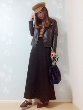 「JELLY BEANS」｜「アイテム（帽子）」を使った、MIKUさん（レディース・158cm）の冬コーディネート