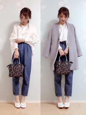 「マムジーンズ」｜「アイテム（チェスターコート）」を使った、MIKUさん（レディース・158cm）の冬コーディネート