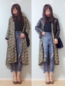 「JELLY BEANS」｜「アイテム（ライダースジャケット）」を使った、MIKUさん（レディース・158cm）の冬コーディネート