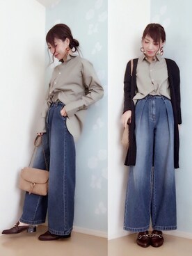 「JELLY BEANS（ジェリービーンズ）の【Made in Japan】ビットローファーミュール(112-7220)JELLY BEANS(ジェリービーンズ)（サンダル）」を使った、MIKUさん（レディース・158cm）の冬コーディネート