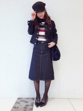 「LEPSIM（レプシィム）のマリンキャスケット　735142（キャスケット）」を使った、MIKUさん（レディース・158cm）の冬コーディネート