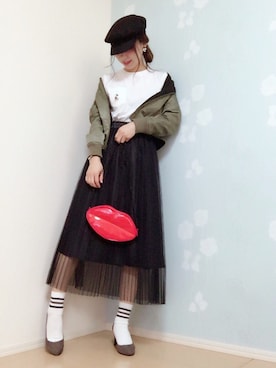 「スプリングSENSEOFPLACE」｜「アイテム（ブルゾン）」を使った、MIKUさん（レディース・158cm）の春コーディネート