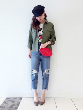 「LEPSIM（レプシィム）のマリンキャスケット　735142（キャスケット）」を使った、MIKUさん（レディース・158cm）の春コーディネート