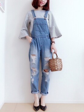 「JELLY BEANS」｜「アイテム（オールインワン・サロペット）」を使った、MIKUさん（レディース・158cm）の春コーディネート