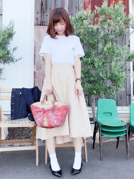 「ミッキーT」｜「アイテム（デニムジャケット）」を使った、MIKUさん（レディース・158cm）の春コーディネート