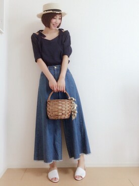 「JELLY BEANS」｜「アイテム（帽子）」を使った、MIKUさん（レディース・158cm）の夏コーディネート