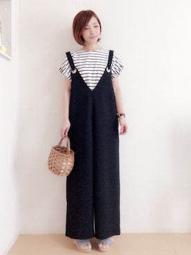 「JELLY BEANS」｜「アイテム（オールインワン・サロペット）」を使った、MIKUさん（レディース・158cm）の夏コーディネート