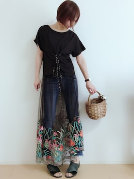 「JELLY BEANS」｜「アイテム（アナログ腕時計）」を使った、MIKUさん（レディース・158cm）の夏コーディネート