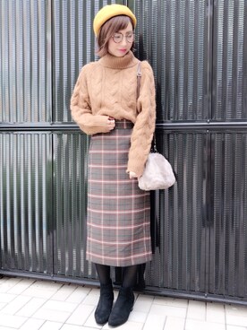 「GRL（グレイル）のアイテム（ピアス（両耳用））」を使った、MIKUさん（レディース・158cm）の秋コーディネート