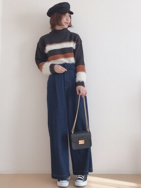 「LEPSIM（レプシィム）のマリンキャスケット　735142（キャスケット）」を使った、MIKUさん（レディース・158cm）の秋コーディネート