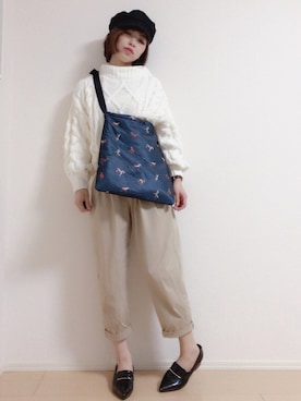 「LEPSIM（レプシィム）のマリンキャスケット　735142（キャスケット）」を使った、MIKUさん（レディース・158cm）の秋コーディネート