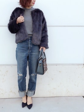 「Le Chione（ルキオネ）のアイテム」を使った、MIKUさん（レディース・158cm）の冬コーディネート