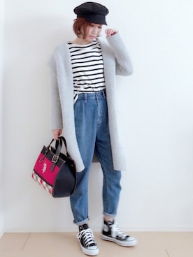 「LEPSIM（レプシィム）のマリンキャスケット　735142（キャスケット）」を使った、MIKUさん（レディース・158cm）の冬コーディネート