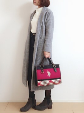 「LEE」｜「アイテム（チェスターコート）」を使った、MIKUさん（レディース・158cm）の冬コーディネート