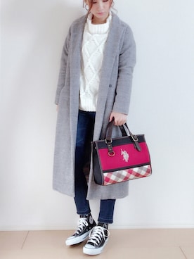 「CONVERSE（コンバース）のCONVERSE ALL STAR　ハイカットスニーカー（スニーカー）」を使った、MIKUさん（レディース・158cm）の冬コーディネート