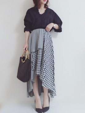 「Le Chione（ルキオネ）のアイテム」を使った、MIKUさん（レディース・158cm）の春コーディネート