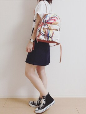 「Desigual（デシグアル）のアイテム（バックパック/リュック）」を使った、MIKUさん（レディース・158cm）の春コーディネート