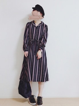 「LEPSIM（レプシィム）のマリンキャスケット　735142（キャスケット）」を使った、MIKUさん（レディース・158cm）の秋コーディネート