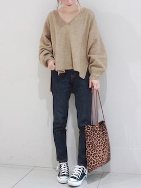 「CONVERSE（コンバース）のCONVERSE ALL STAR　ハイカットスニーカー（スニーカー）」を使った、MIKUさん（レディース・158cm）の秋コーディネート