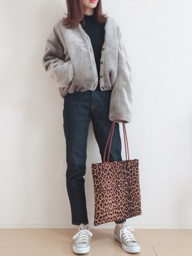 「アイラブCONVERSE」｜MIKUさん（レディース・158cm）の冬コーディネート