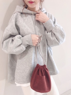 「巾着バッグ」｜「アイテム（アンダーウェア）」を使った、MIKUさん（レディース・158cm）の冬コーディネート