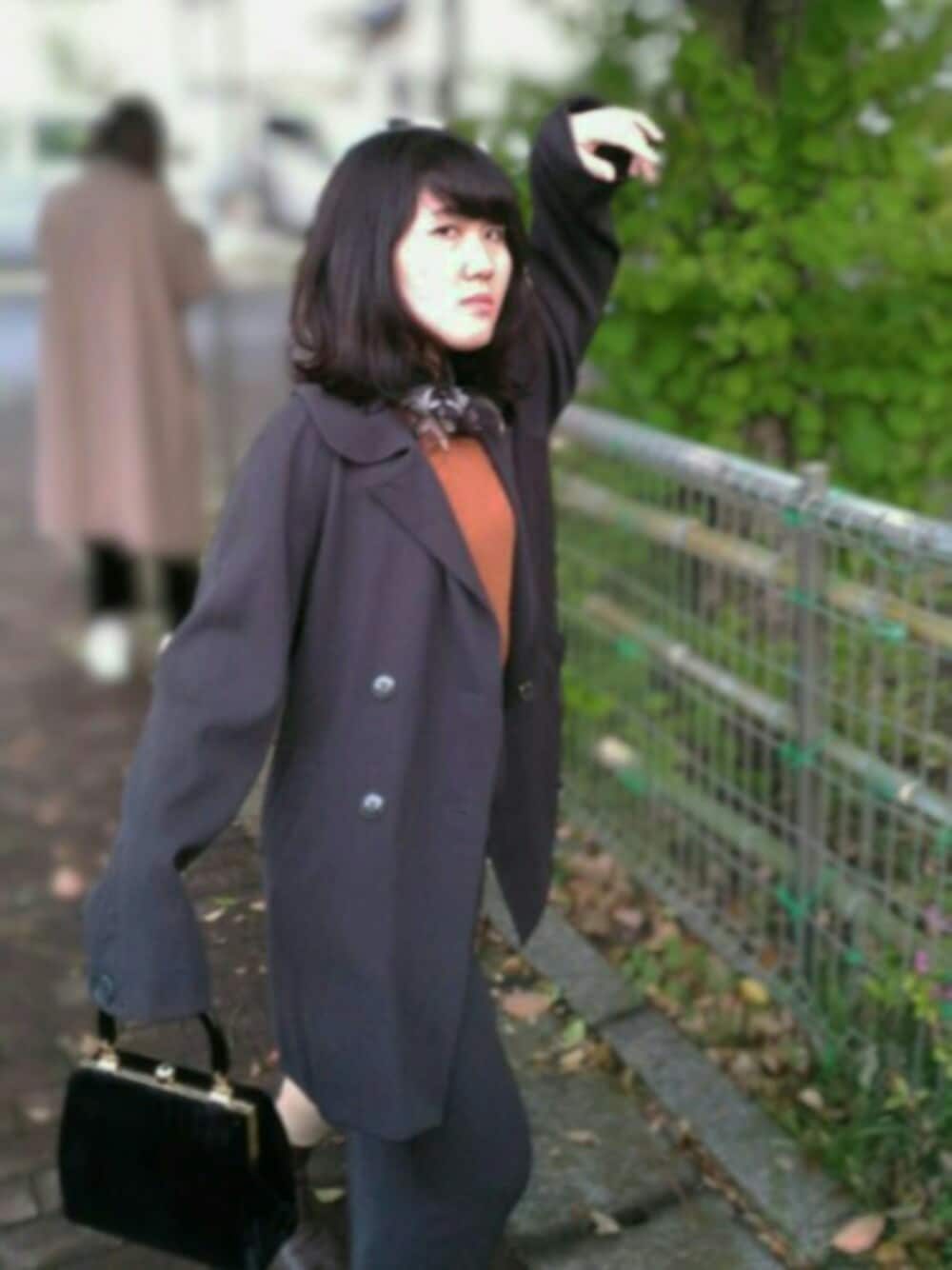 「セットアップ、レトロ、ヴィンテージ、复古、vintage」｜「無印良品のアイテム（ニット/セーター、ブラウン系）」を使った、松八さん（レディース・157cm）の夏コーディネートの1枚目の写真