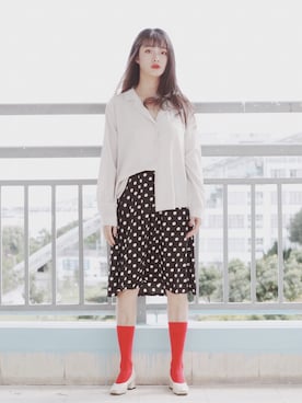 「盐系风格」｜「アイテム（レッグウェア）」を使った、魚漫姗さん（レディース・158cm）の夏コーディネート