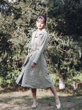 「盐系风格」｜「アイテム（ワンピース/ドレス）」を使った、魚漫姗さん（レディース・158cm）の秋コーディネート