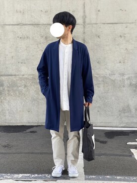 「ネイビー×ホワイト」｜「アイテム（その他アウター）」を使った、Kさん（メンズ・168cm）の春コーディネート