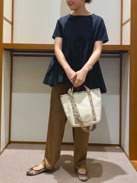 「ぺプラムトップス」｜「アイテム（バレエシューズ）」を使った、ayanoさん（レディース・161cm）の夏コーディネート