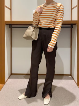 「スリット」｜「アイテム（バレエシューズ）」を使った、ayanoさん（レディース・161cm）の秋コーディネート
