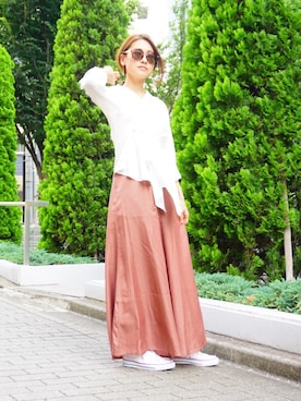 「スキッパーシャツ」｜ECLINさん（レディース・160cm）の夏コーディネート