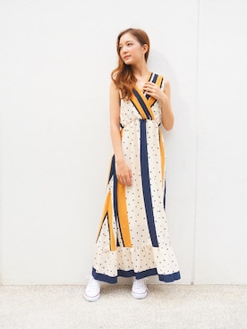 「ECLIN（エクラン）のアイテム」を使った、ECLINさん（レディース・157cm）の夏コーディネート