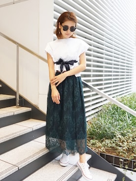 「ECLIN（エクラン）のアイテム」を使った、ECLINさん（レディース・160cm）の夏コーディネート