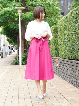 「ECLIN（エクラン）のアイテム」を使った、ECLINさん（レディース・160cm）の夏コーディネート