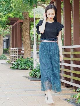 「ECLIN（エクラン）のアイテム」を使った、ECLINさん（レディース・160cm）の夏コーディネート