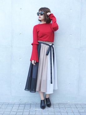 「シフォンスカート」｜ECLINさん（レディース・166cm）の秋コーディネート