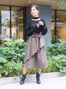 「ECLIN（エクラン）のアイテム」を使った、ECLINさん（レディース・160cm）の秋コーディネート