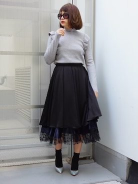 「ECLIN（エクラン）のアイテム」を使った、ECLINさん（レディース・166cm）の秋コーディネート