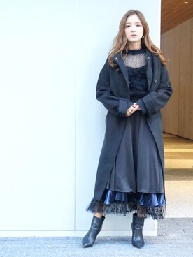 「ECLIN（エクラン）のアイテム（その他アウター）」を使った、ECLINさん（レディース・158cm）の秋コーディネート