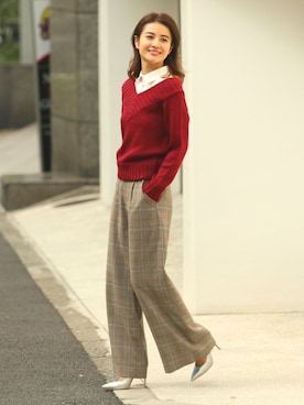 「ECLIN（エクラン）のアイテム」を使った、ECLINさん（レディース・162cm）の秋コーディネート